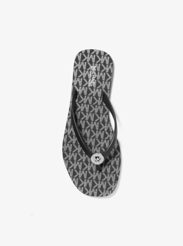 Damske Zabky Michael Kors Jinx Logo Čierne Strieborne - Topanky Michael Kors Levně | PRHQV-6957